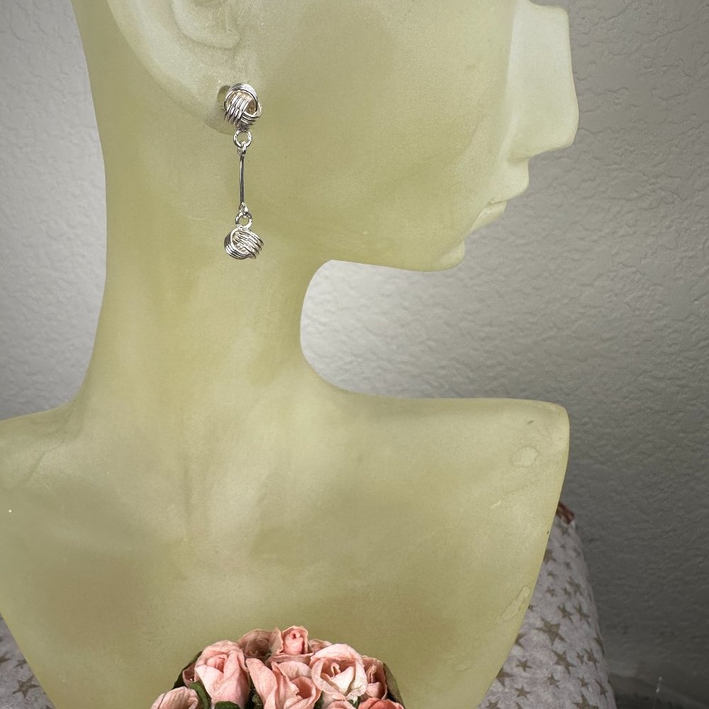 NEW Real Silver Love Knot Dangling Earrings